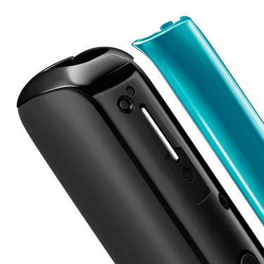 Primer plano del panel frontal Ocean Blue para Ploom Aura, separado del dispositivo.