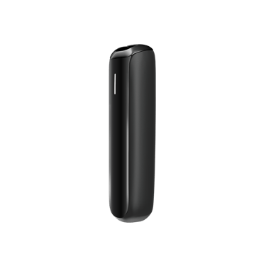 Vista lateral del accesorio Panel Frontal para Ploom Aura en color Jet Black.