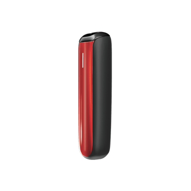 Vista lateral del accesorio Panel Frontal para Ploom Aura en color Lava Red.