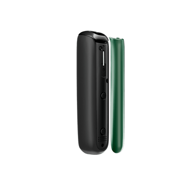 Vista lateral del panel frontal para Ploom Aura en color Amazon Green, separado del dispositivo.