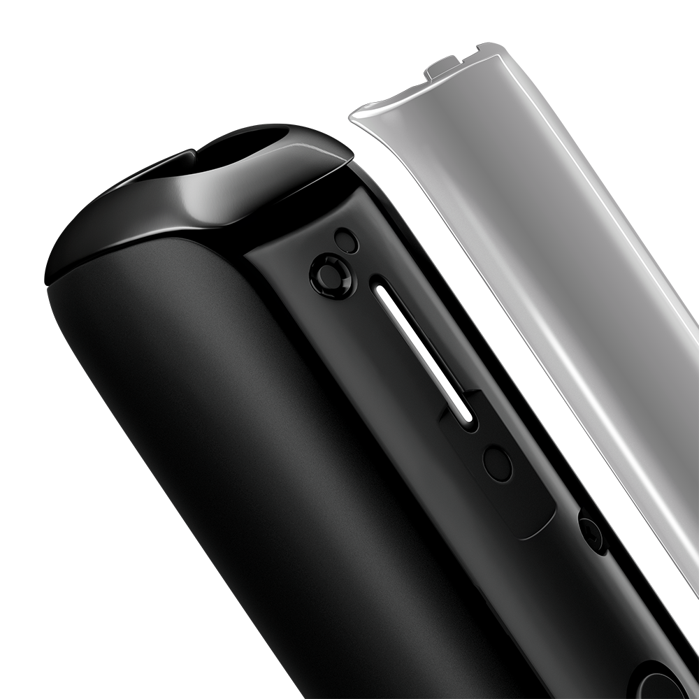 Primer plano del panel frontal Lunar Silver para Ploom Aura, separado del dispositivo.